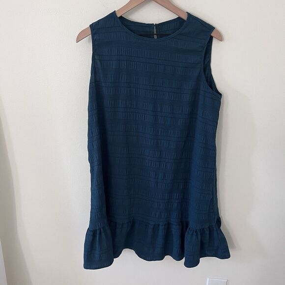 SOLY HUX Women's Ruffle Hem Sleeveless Green Tank Dress Round Neck Casual Smock - Picture 3 of 11